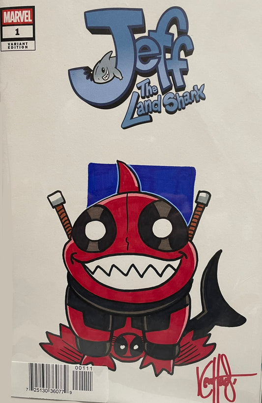 Df Jeff The Land Shark #1 Blank Variant Signed And Remarked By Ken Haeser With Jeffpool Sketch