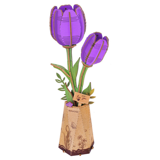 Purple Tulip, Wooden Bloom Craft