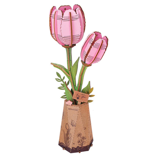 Pink Tulip, Wooden Bloom Craft