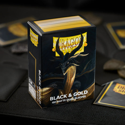 Dragon Shield - Dual Matte Black and Gold Sleeves (100ct)