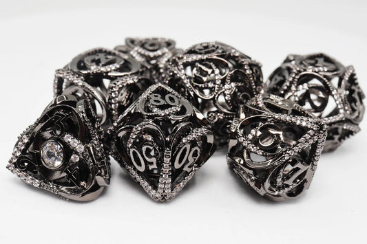 Foam Brain - Hollow Hearts: Jeweled Midnight Metal, Metal RPG Dice Set