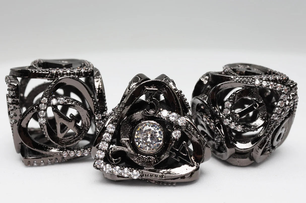Foam Brain - Hollow Hearts: Jeweled Midnight Metal, Metal RPG Dice Set