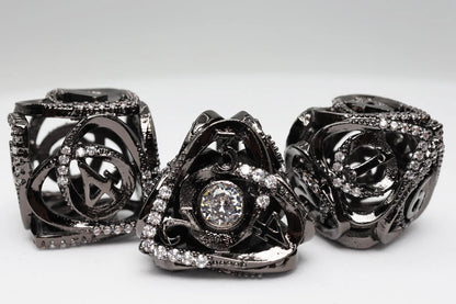 Foam Brain - Hollow Hearts: Jeweled Midnight Metal, Metal RPG Dice Set
