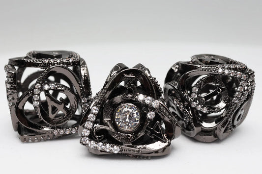 Foam Brain - Hollow Hearts: Jeweled Midnight Metal, Metal RPG Dice Set