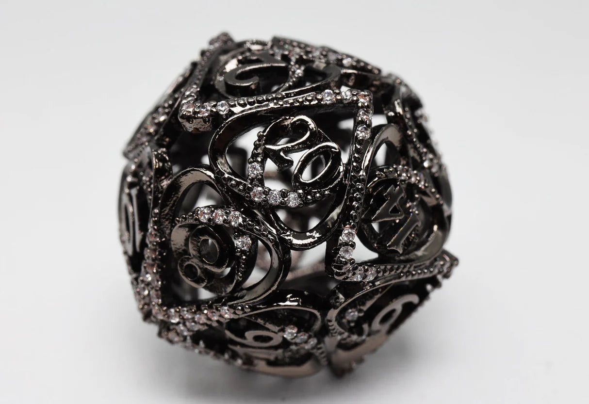 Foam Brain - Hollow Hearts: Jeweled Midnight Metal, Metal RPG Dice Set