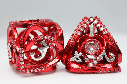 Foam Brain - Hollow Hearts: Jeweled Red, Metal RPG Dice Set