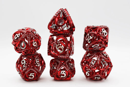Foam Brain - Hollow Hearts: Jeweled Red, Metal RPG Dice Set