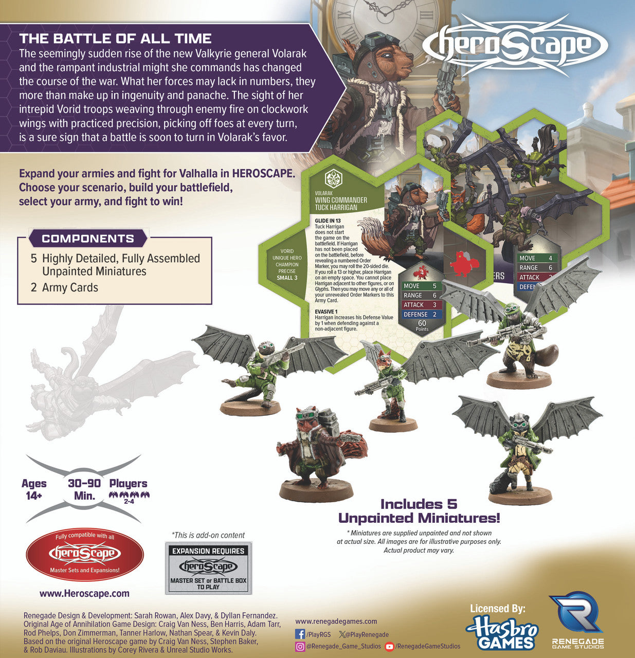 Heroscape: Rising Tide - Wing Commander Tuck Harrigan and Vorid Glidestriker Army Expansion