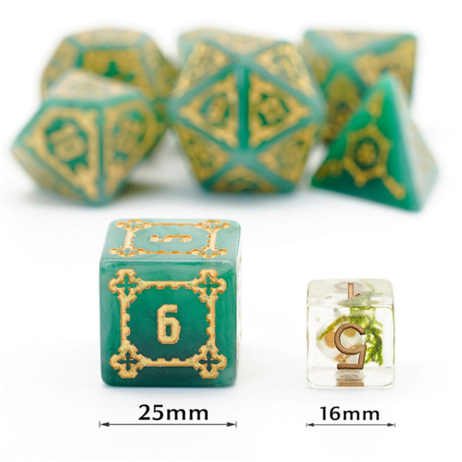 Foam Brain - Huge Green Castle Dice Set - 25mm