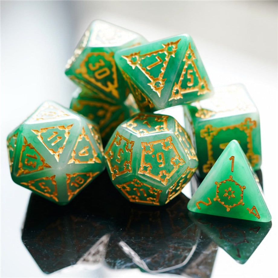 Foam Brain - Huge Green Castle Dice Set - 25mm