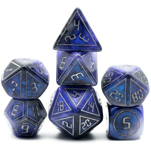 Foam Brain - Cybernated Blue & Black RPG Dice Set