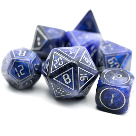 Foam Brain - Cybernated Blue & Black RPG Dice Set