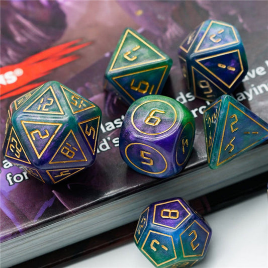 Foam Brain - Cybernated Purple &Green RPG Dice Set