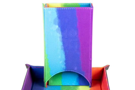 Fanroll - Fold Up Dice Tower, Watercolor Rainbow
