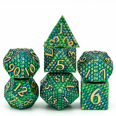 Foam Brain - Dragon Scale: Venom - Metal RPG Dice Set