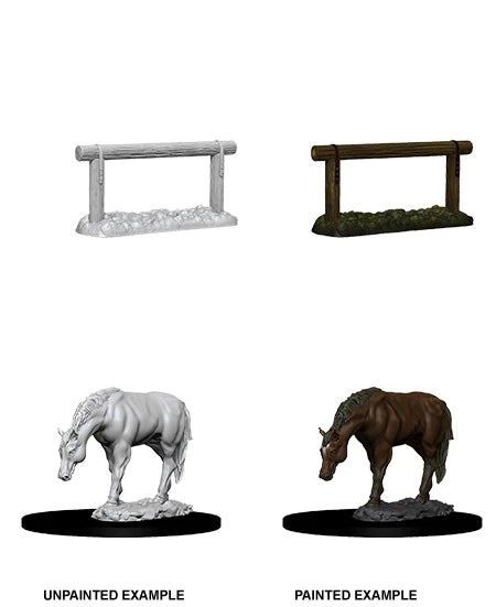 Deep Cuts Unpainted Miniatures: W10 - Horse & Hitch