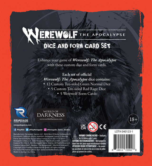 Werewolf The Apocalypse: RPG - Dice and Form Card Set