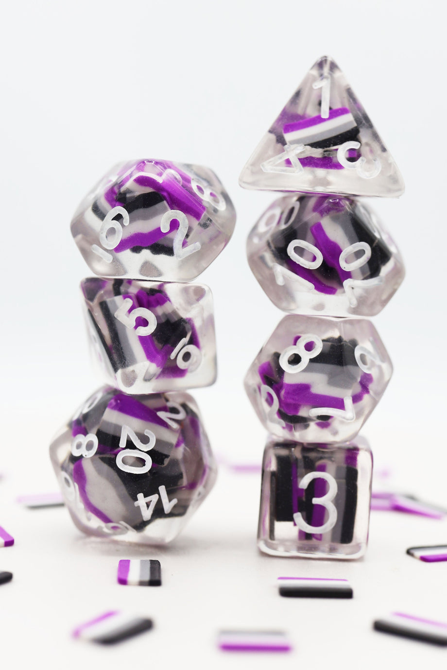 Foam Brain - Asexual Flag RPG Dice Set