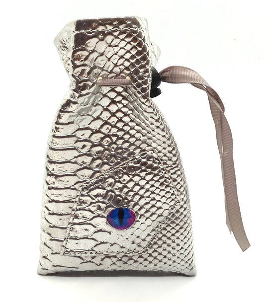 Dragon Eye RPG DnD Dice Bag: Silver Dragon