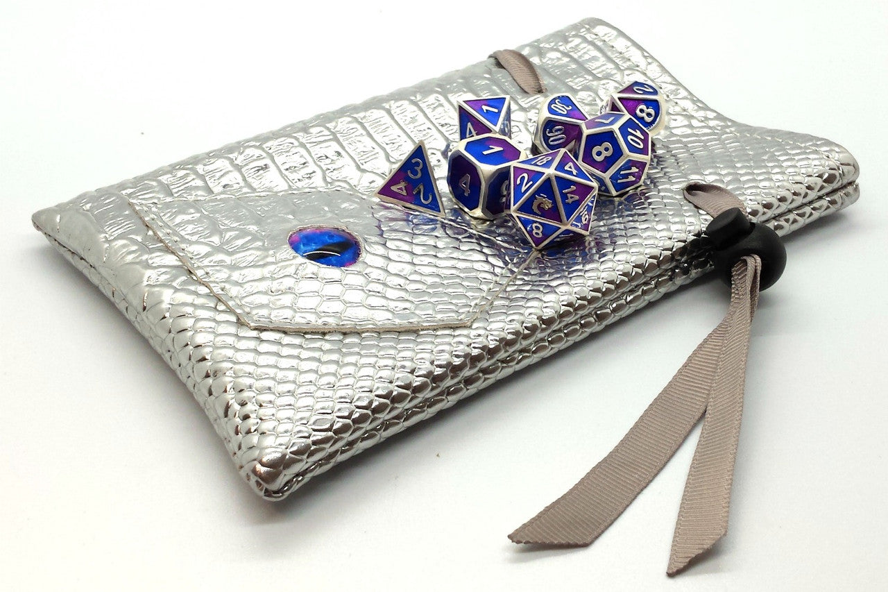 Dragon Eye RPG DnD Dice Bag: Silver Dragon