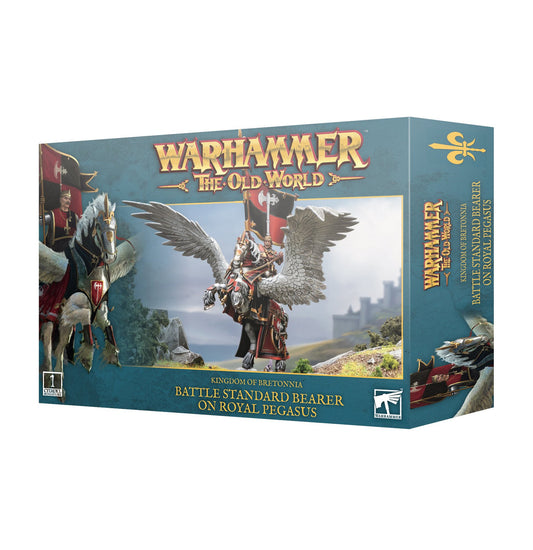 Warhammer The Old World, Kingdom of Bretonnia Battle Standard on Royal Pegasus Plastic Box