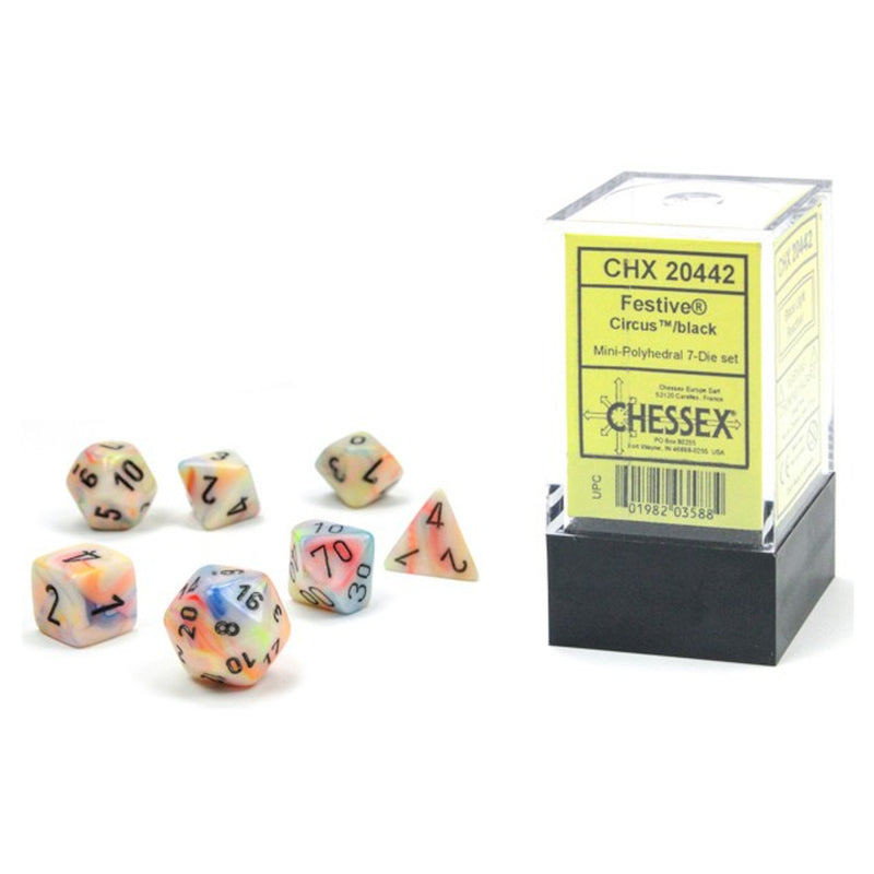 Chessex - Festive Circus / Black Mini Polyhedral Die Set