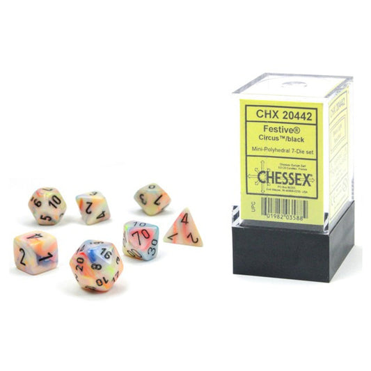 Chessex - Festive Circus / Black Mini Polyhedral Die Set