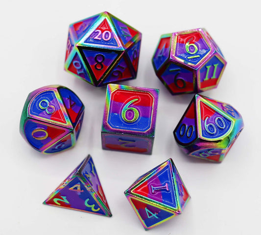 Foam Brain - Bisexual Pride Flag RPG Metal Dice Set