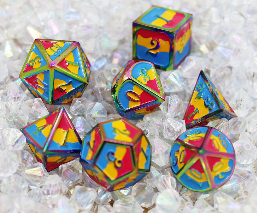 Foam Brain - Pansexual Pride Flag Metal RPG Dice Set