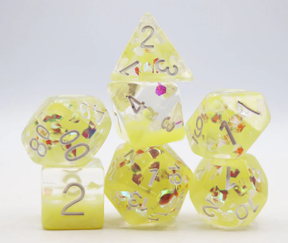 Foam Brain - Milk Yellow with Shimmer Diamond RPG Dice Set