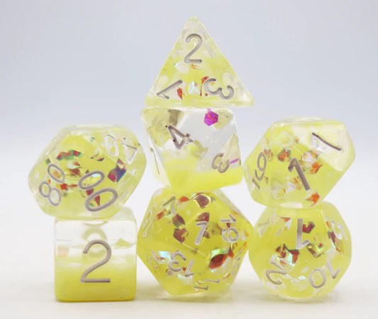 Foam Brain - Milk Yellow with Shimmer Diamond RPG Dice Set