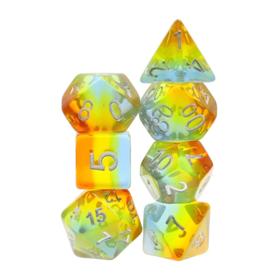 Foam Brain - Yellow Aurora RPG Dice Set