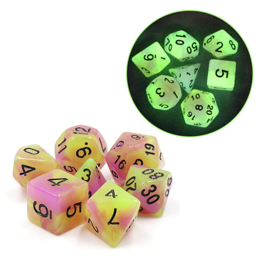 Foam Brain - Glow in the Dark Tulip RPG Dice Set