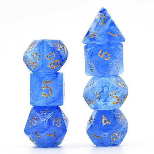 Foam Brain - Blue Silk Translucent RPG Dice Set