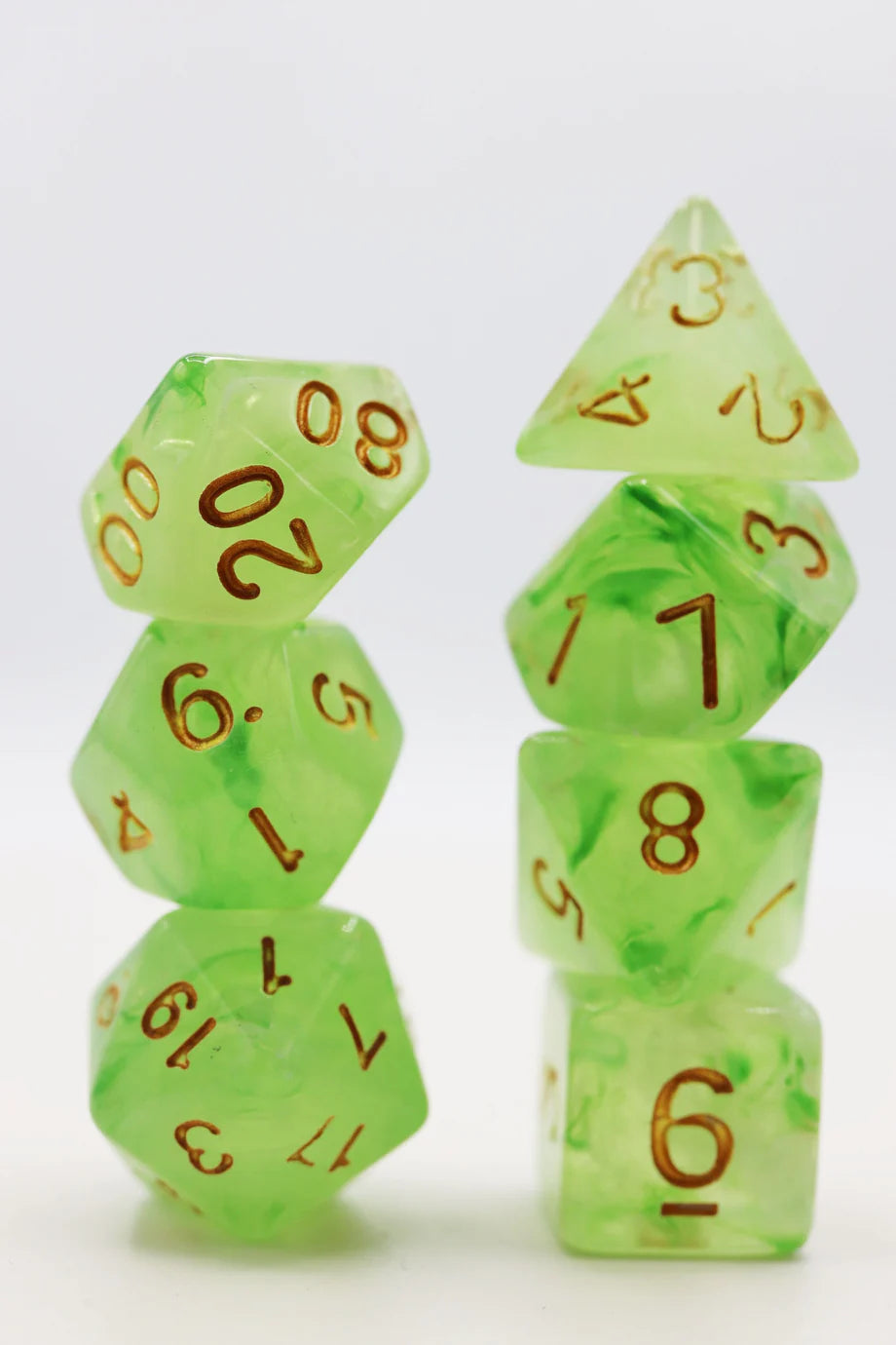 Foam Brain - Green Silk Translucent RPG Dice Set