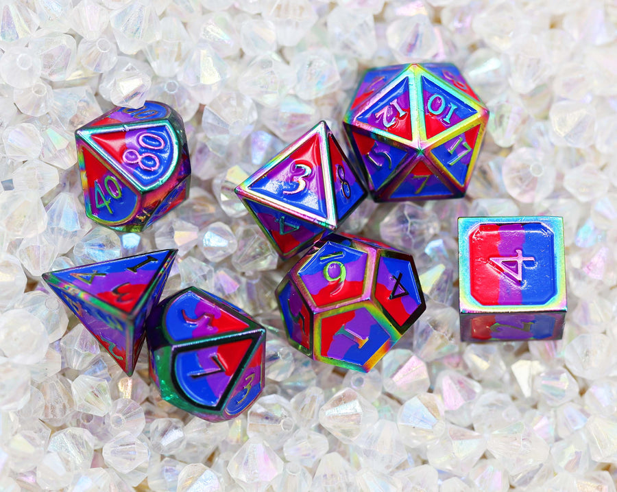 Foam Brain - Bisexual Pride Flag RPG Metal Dice Set