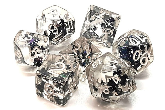 Old School 7 Piece DnD RPG Dice Set: Infused - Black Butterfly