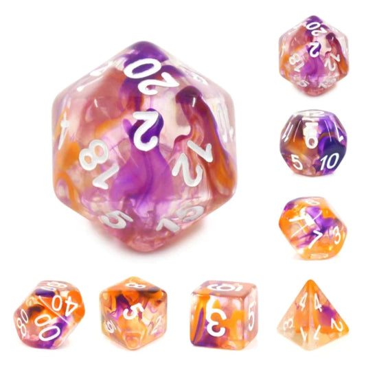 Foam Brain - Purple & Orange Swirl RPG Dice Set