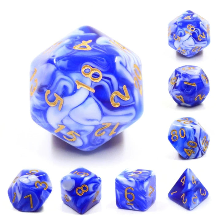 Foam Brain - Blue Porcrelain RPG Dice Set