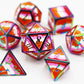 Foam Brain - Lesbian Pride Flag Metal RPG Dice Set