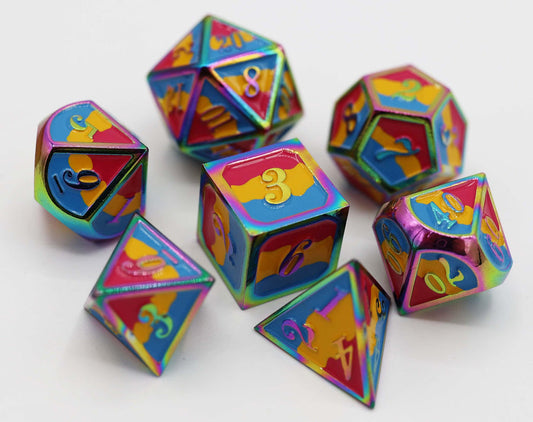 Foam Brain - Pansexual Pride Flag Metal RPG Dice Set