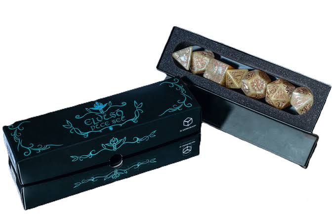 Elvish Shimmering Beige & Copper Jumbo Dice Set