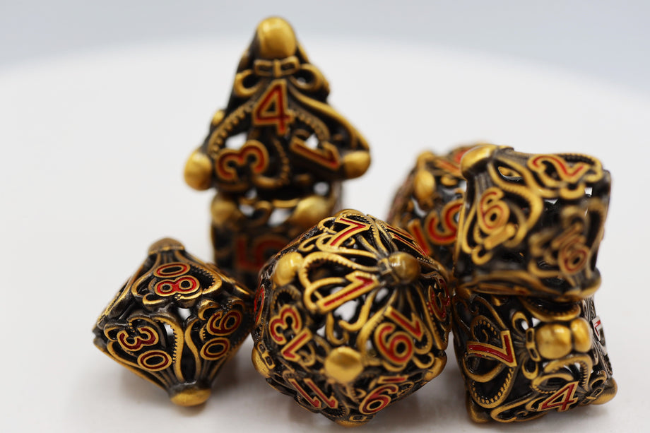 Foam Brain - Mind Eater: Gold - Hollow Metal RPG Dice Set