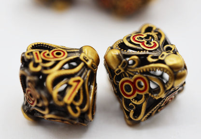 Foam Brain - Mind Eater: Gold - Hollow Metal RPG Dice Set