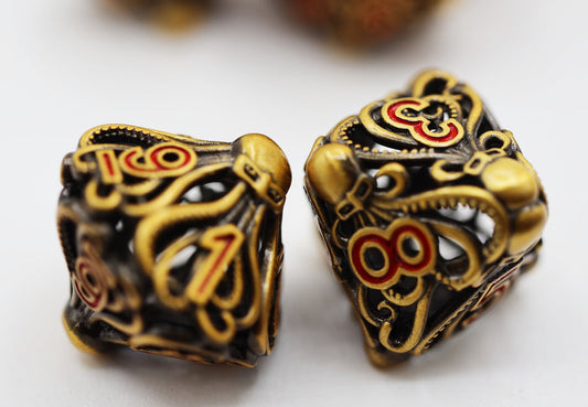 Foam Brain - Mind Eater: Gold - Hollow Metal RPG Dice Set