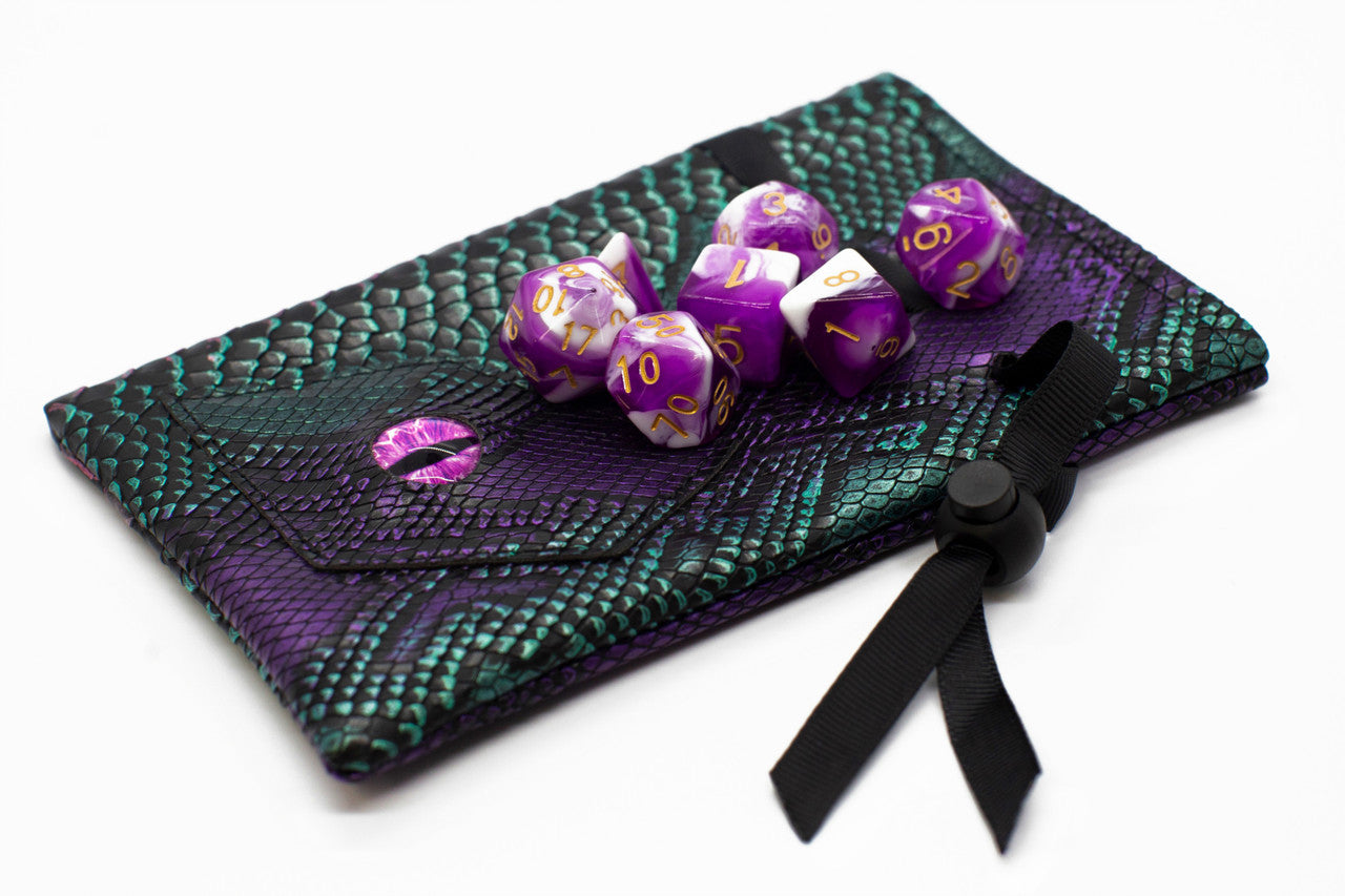 Dragon Eye RPG DnD Dice Bag: Spectral Dragon - Purple & Green