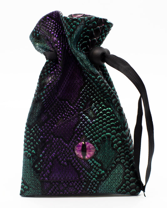 Dragon Eye RPG DnD Dice Bag: Spectral Dragon - Purple & Green