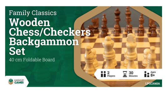 Wooden Folding Chess/Checkers/Backgammon Set 40 cm