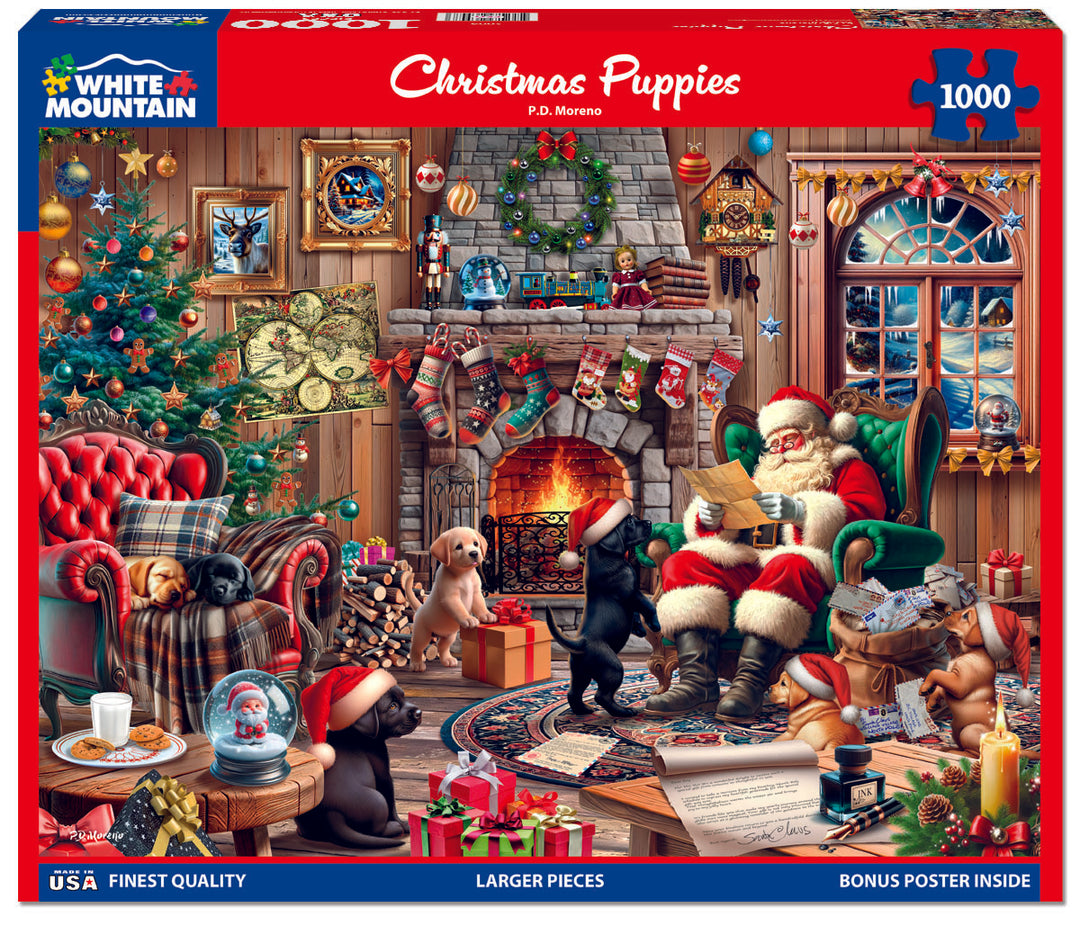 White Mountain Puzzles - Christmas Puppies