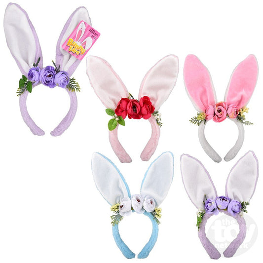 Plush Bunny Ears With Flowers